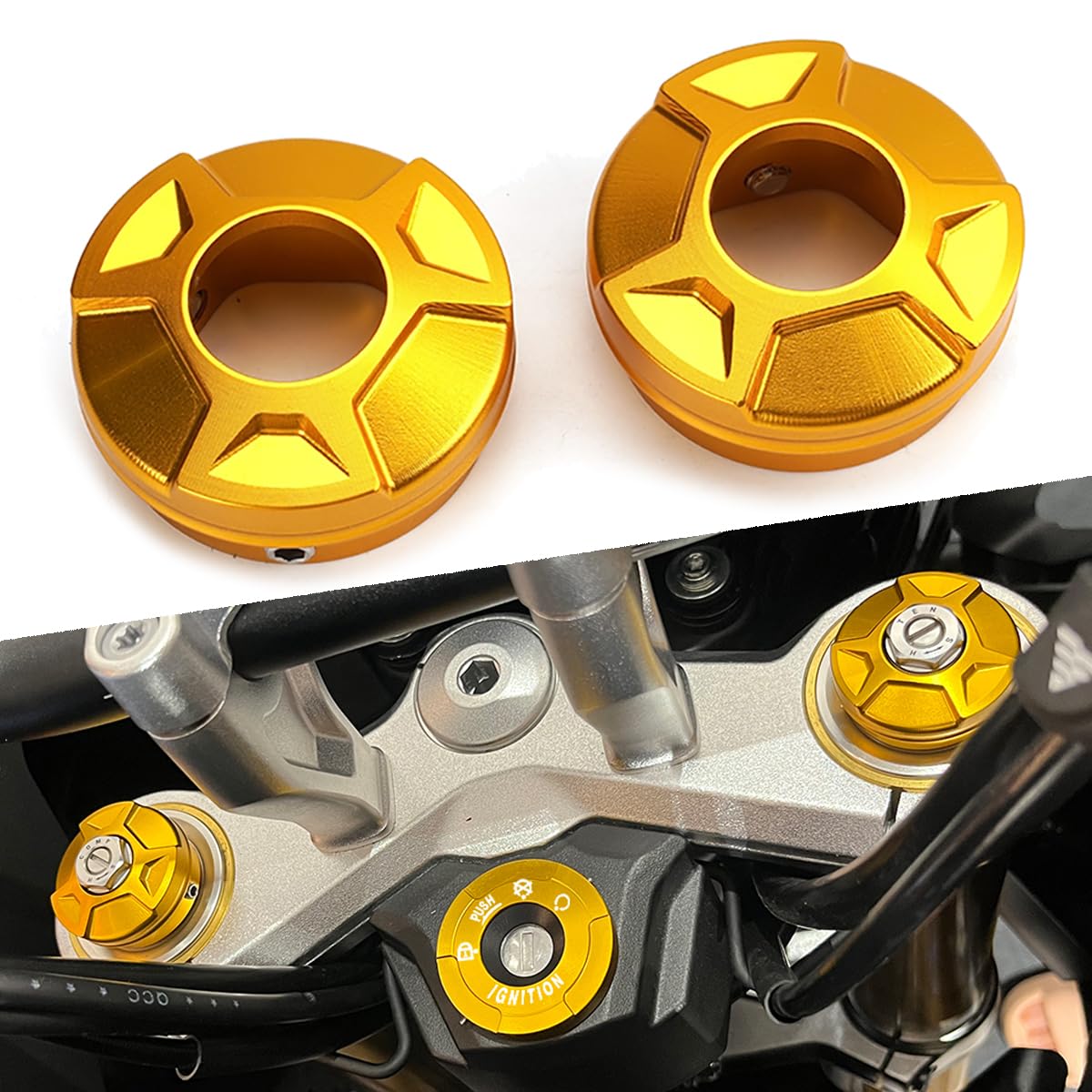 Per VOGE Valico DS900X DS525X DS625X 900 DSX 525 DSX 625 DSX900 DSX525 2023 2024 2025 625dsx Accessori Moto Tre Stelle Copertura Colonna in Alluminio CNC Copertura Decorativa Antiurto (Oro)
