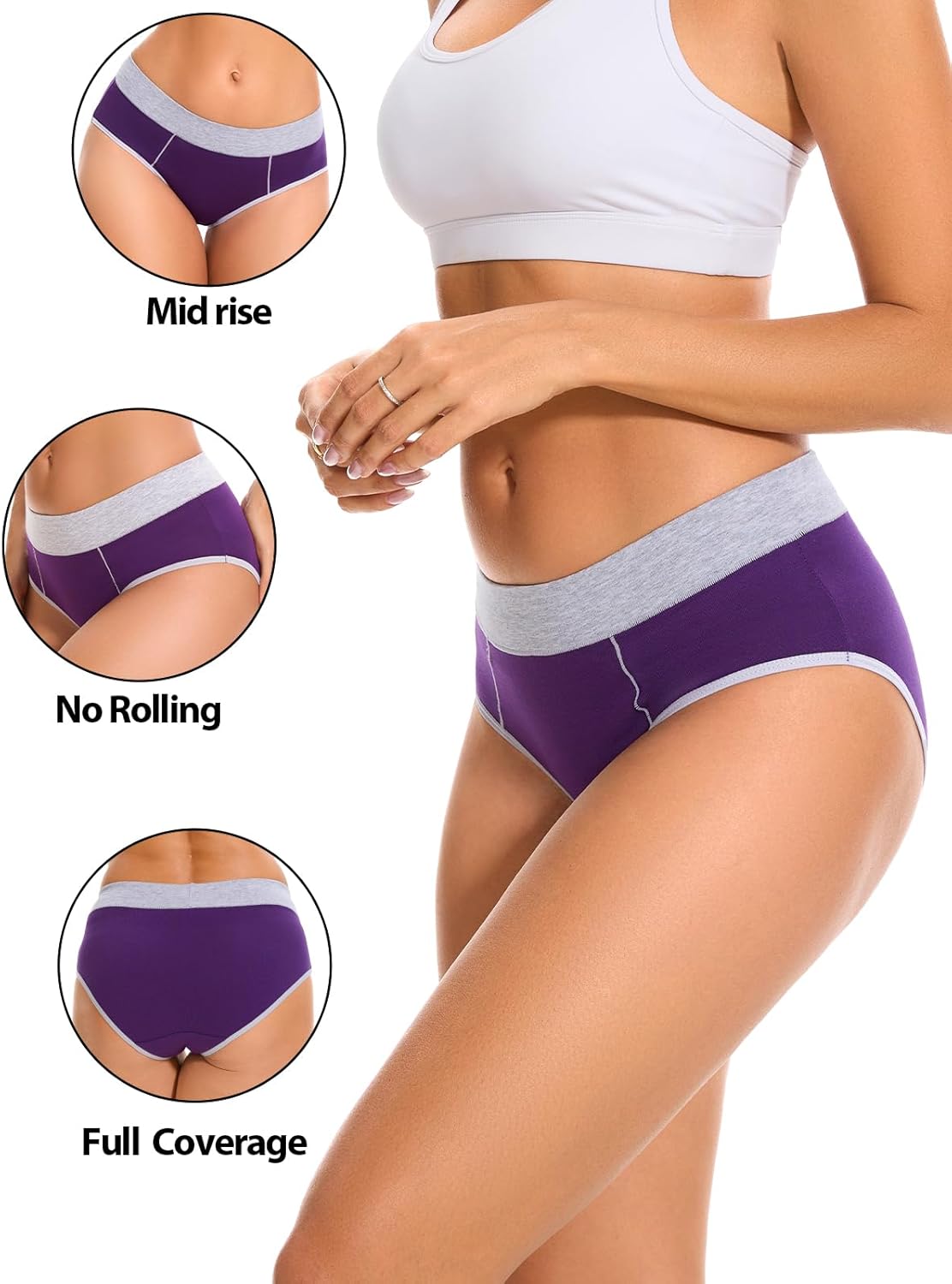 Womens Cotton Underwear Hipster Ladies Panties for Women Mid Rise Coverage Briefs S... - Image 5
