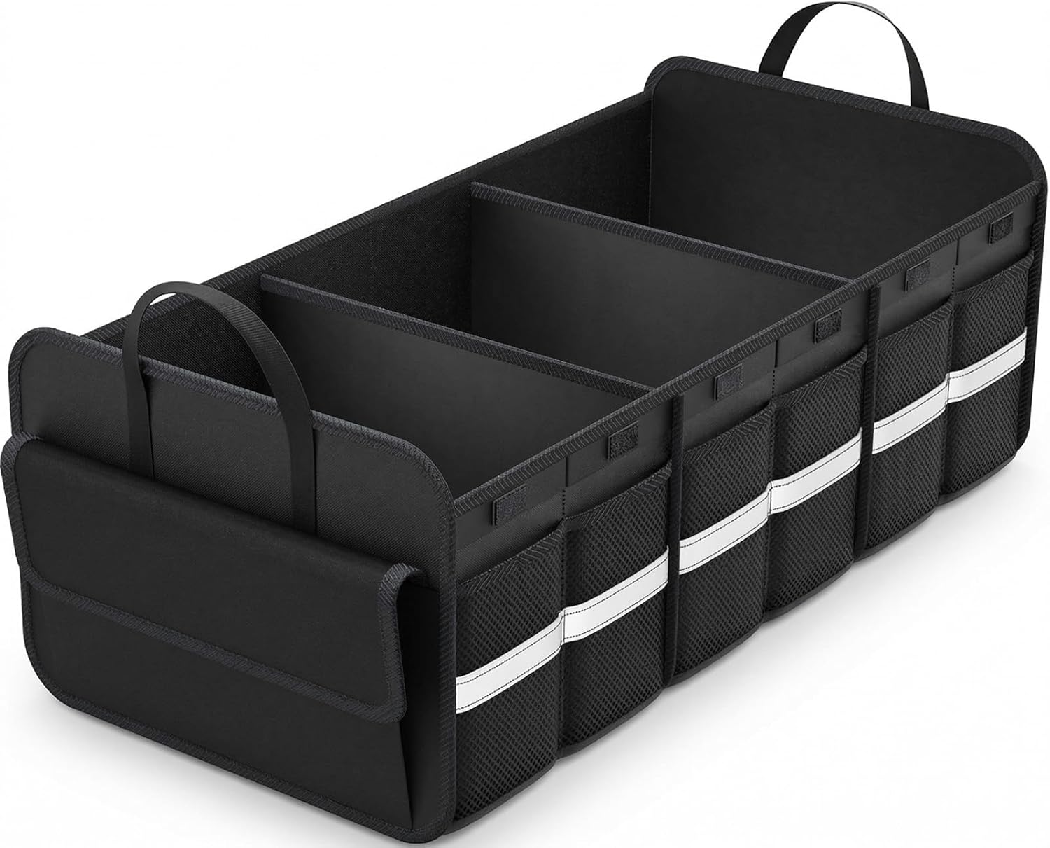 Trunk Organizer for SUV, Large trunk organizer for car, Collapsible Multi-Compartment Car Trunk Organizer, Sturdy Cargo Trunk Storage Organizer, Non Slip Bottom
