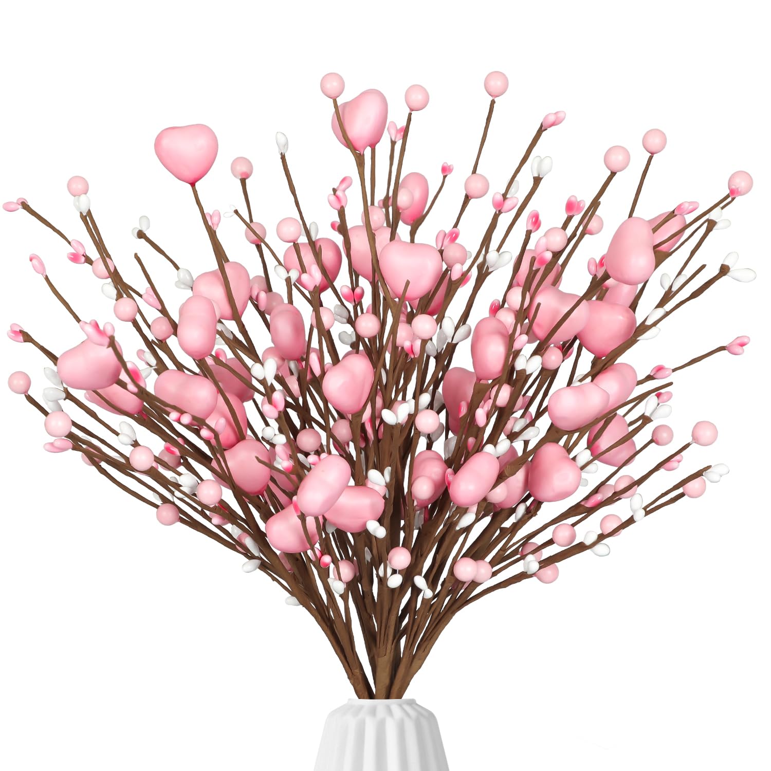 Sawowkuya8 Pcs Valentines Day Decorations Pink Valentines Flowers, Valentines Artificial Berry Picks for Valentine Day Floral Arrangements Home Decor Indoor