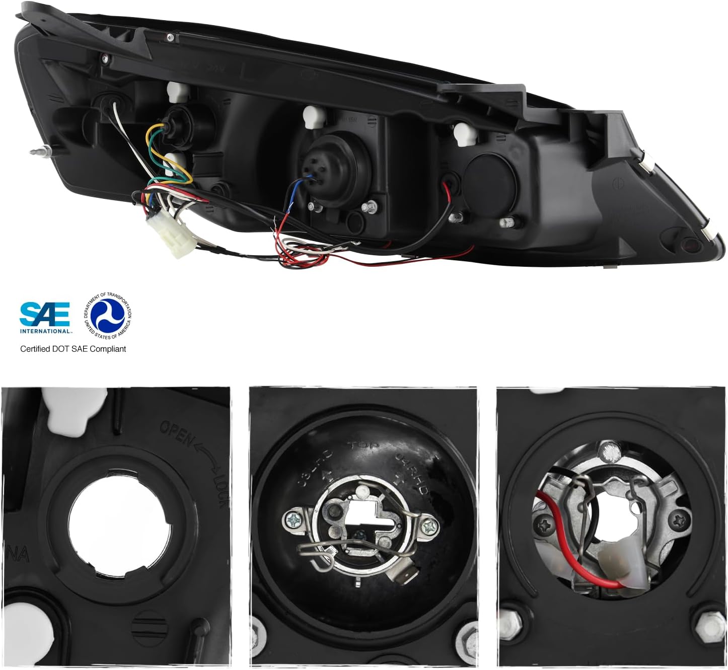 AKKON - For Pontiac G6 Chrome Clear Dual LED Ring Projector Replacement Headlights Front Lamps Left/Right Pair