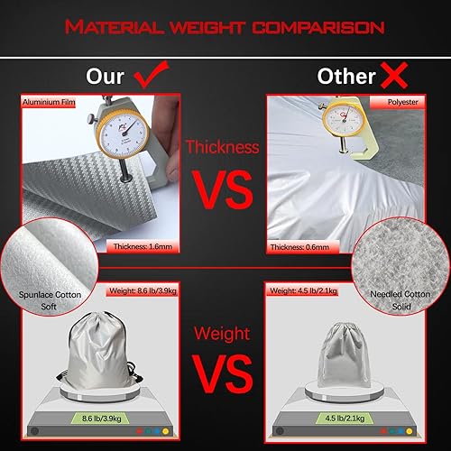 Miniatura 3 de OWEEIO Funda gruesa para automóvil impermeable para todo tipo de clima, cubierta exterior completa, cubierta universal para automóvil para