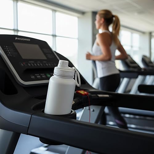 Miniatura 6 de Botella de agua blanca aislada de 32 onzas, botella de agua grande de acero inoxidable de metal, botella de agua para hombre, para gimnasio,