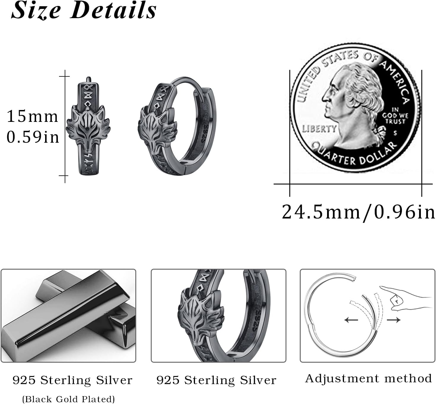 Viking Earrings 925 Sterling Silver Mjolnir/Cross/Wolf/Tree of Life/Valknut/Vegvisir Hoop Stud Earrings Abalone Crystal Jewelry for Men Women - Image 5