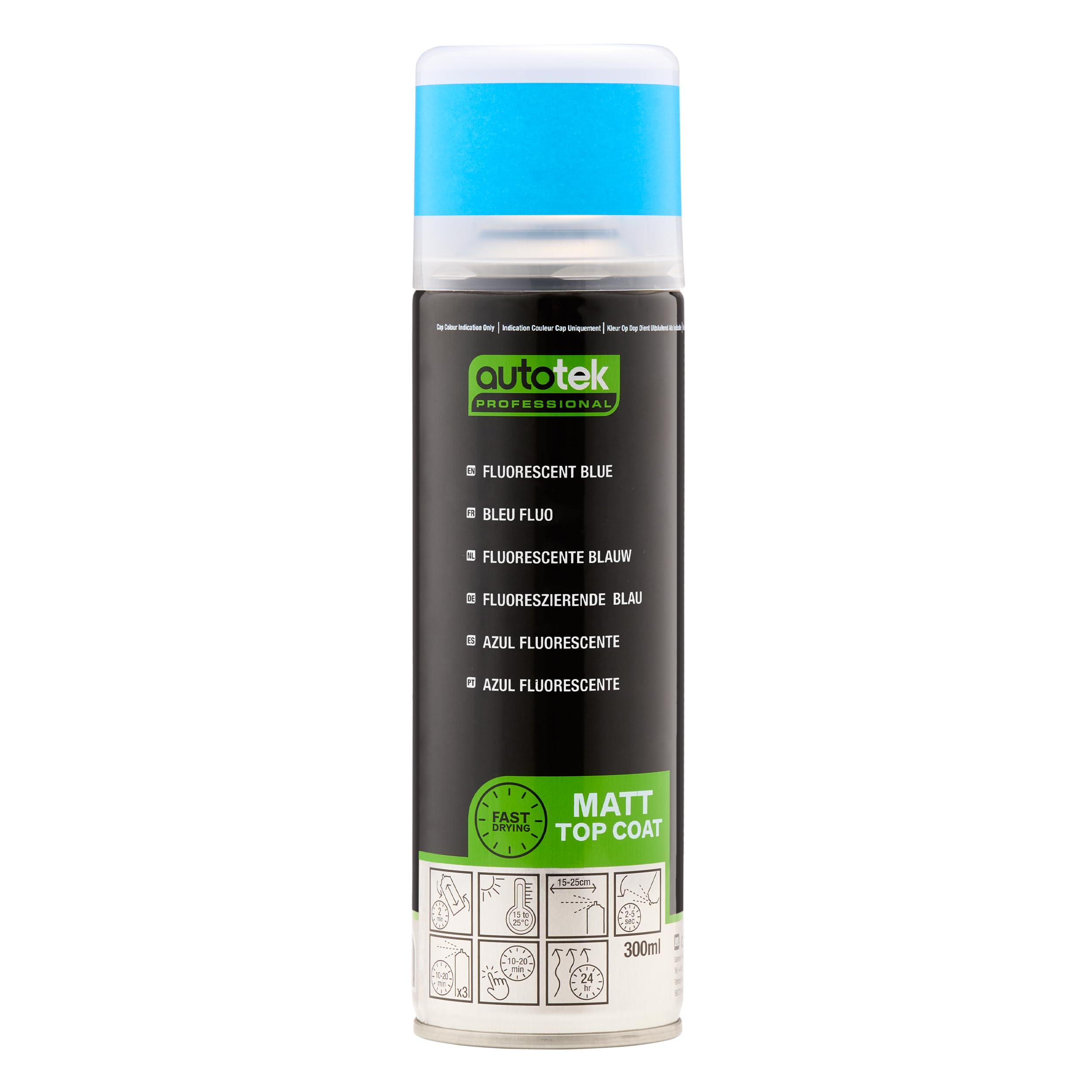 Autotek Fluorescent Paint Blue Fast Dry Aerosol Spray Paint 300ml