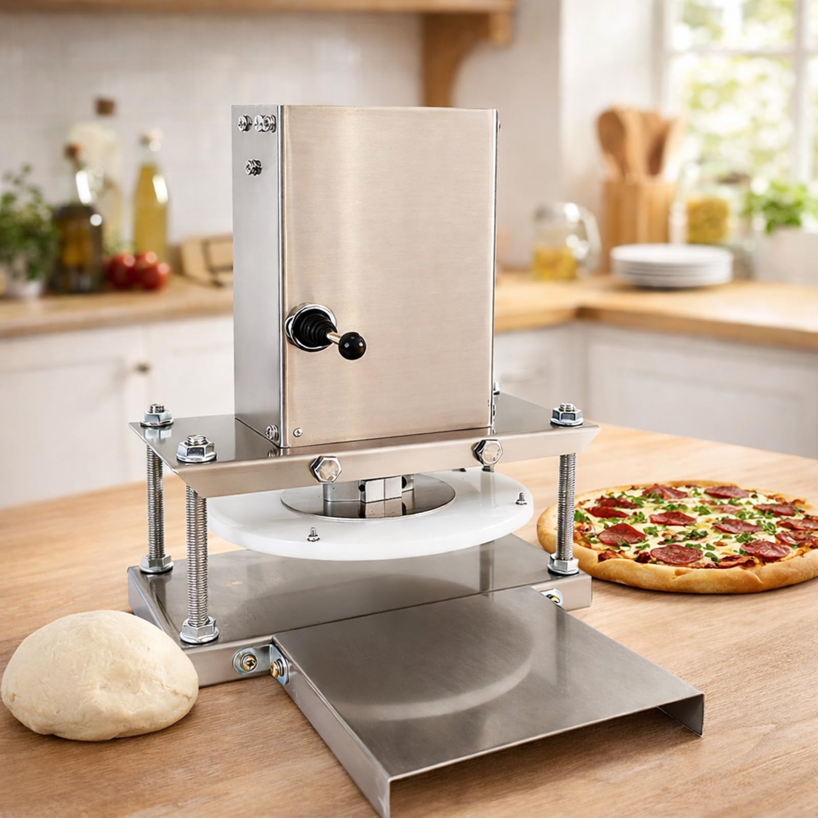 Presse à Pâte Électrique 8.6" INOX, Machine à Pizza pour Boulangerie et Cuisine Pro