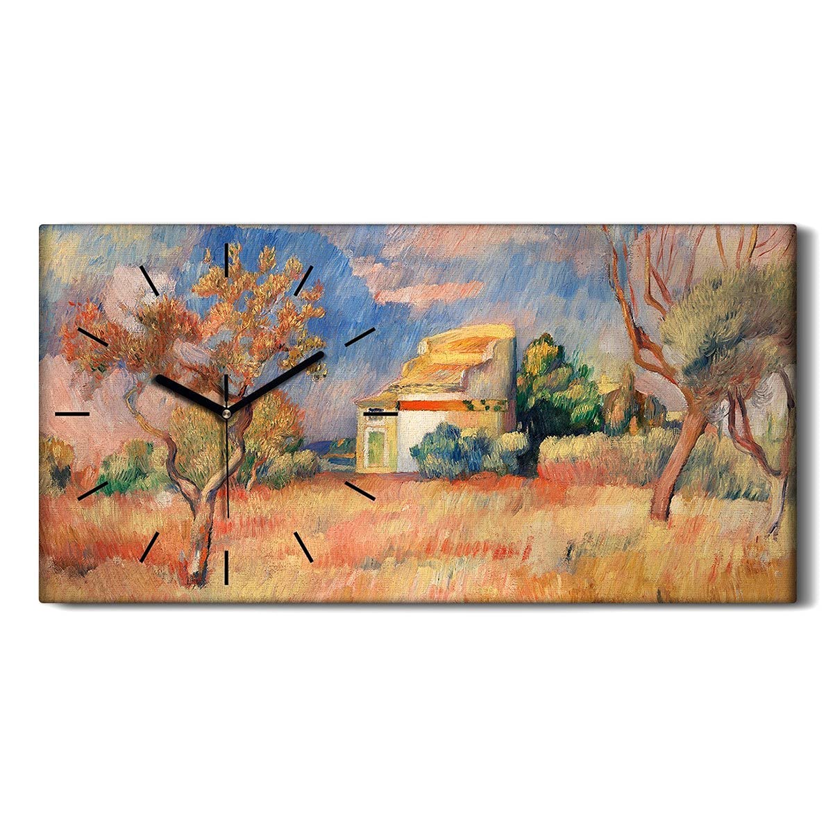 Horloge sur Toile Haut de Gamme 60x30cm Tableau Moderne Ciel Nuages pour Salon Raffiné