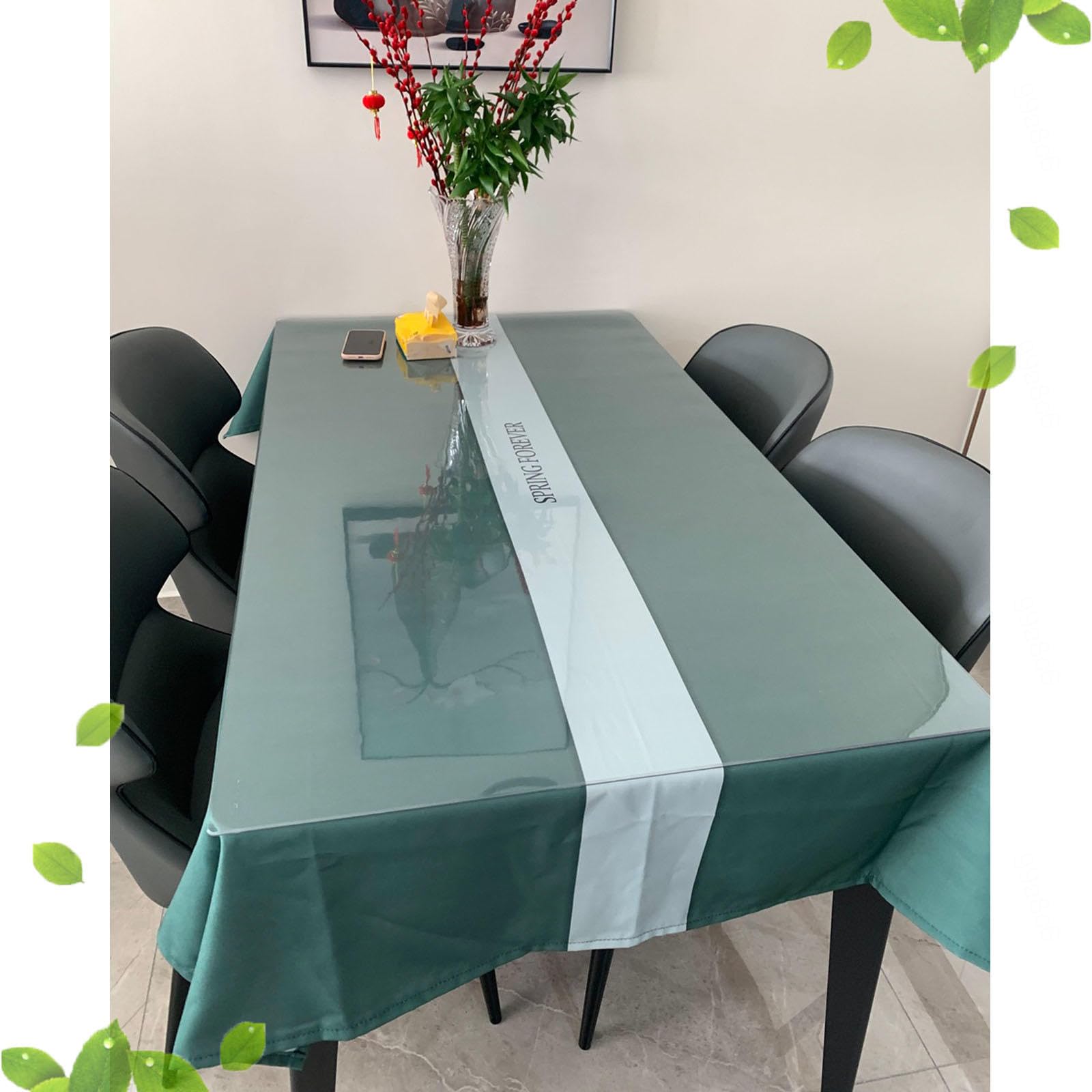 Nisorpa Clear Table Cover Protector,100 X 200cm Transparent PVC Table Cover Waterproof 2mm Easy To Cut Table Protectors For Dining Room Tables - View #9