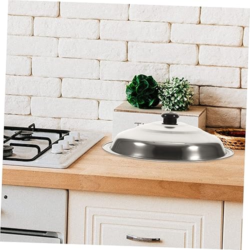 Miniatura 7 de Hemoton Tapa de olla de acero inoxidable grueso para sartén mantiene la comida fresca y mantiene la temperatura, accesorio de cocina para cocinar