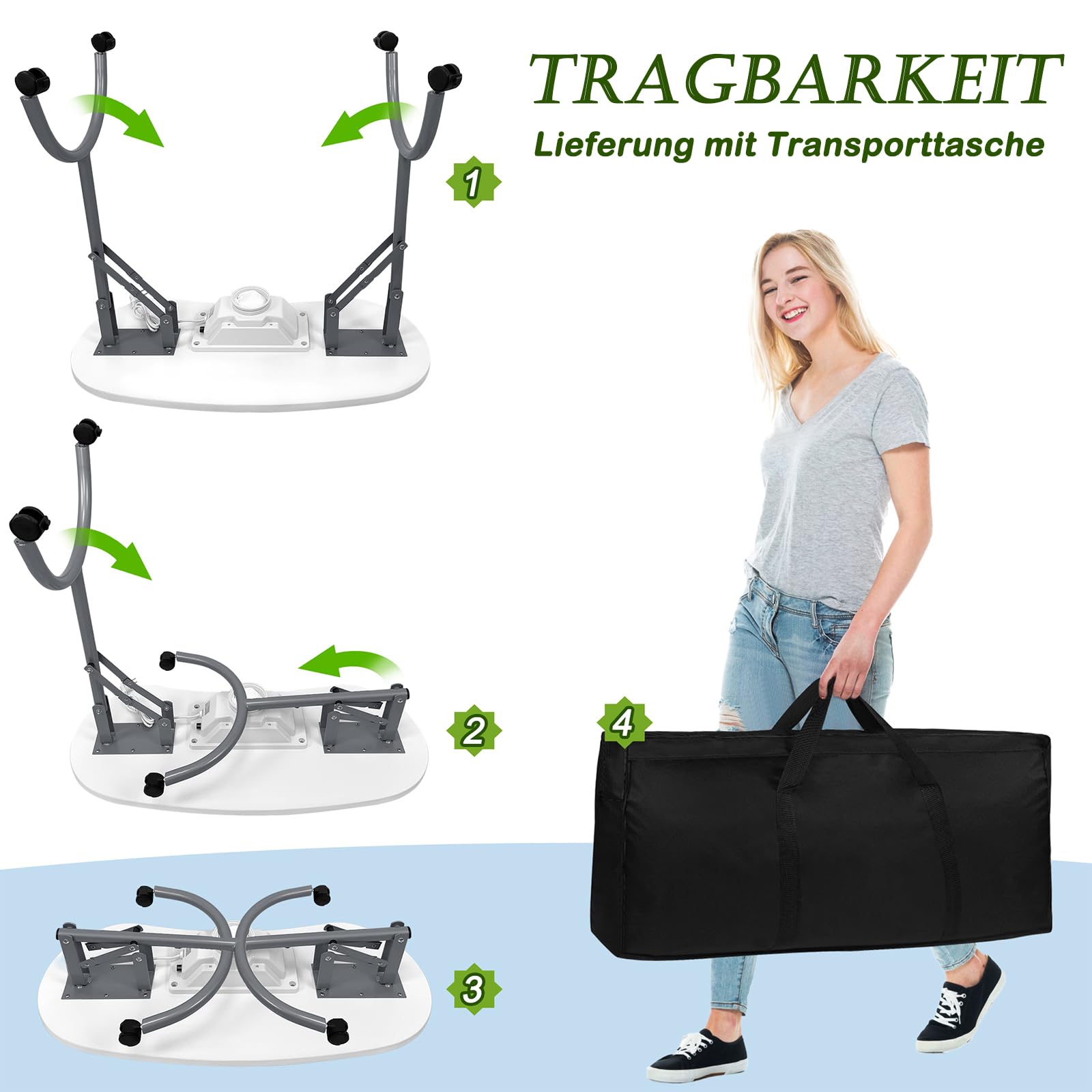 LARS360 Maniküretisch mit Absaugung, Faltbar Nageltisch Maniküre Tisch Tragbaresmanikürtisch Mobilesmanikürtisch mit Rollen, Staubbeutel, Tragetasche (Weiß)