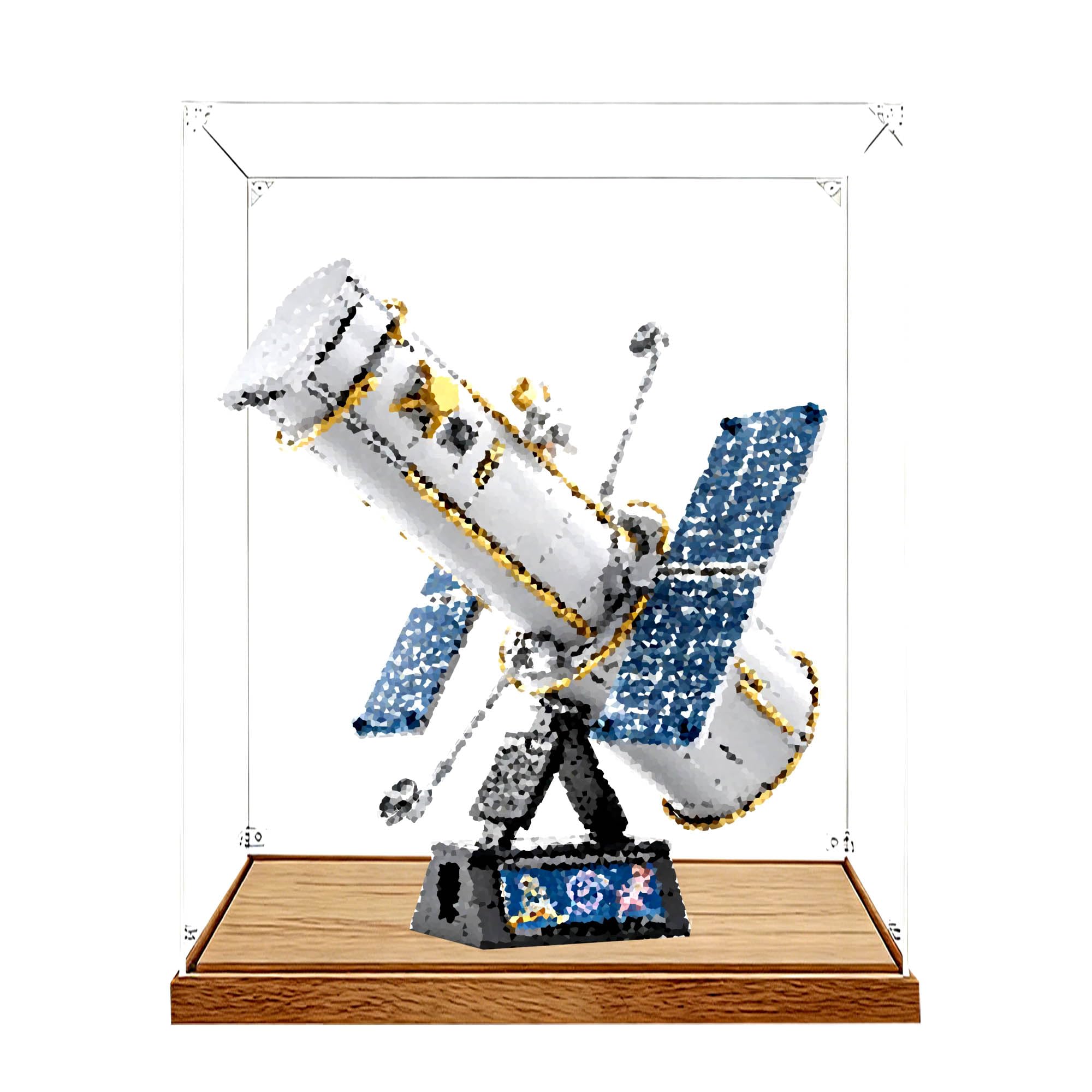 Espositore in acrilico, per set di telescopi Le-go 11382 (legno, 2 mm) | Scatola da vetrina antipolvere, per riporre la casa, compatibile con telescopio spaziale 11382 (solo scatola)