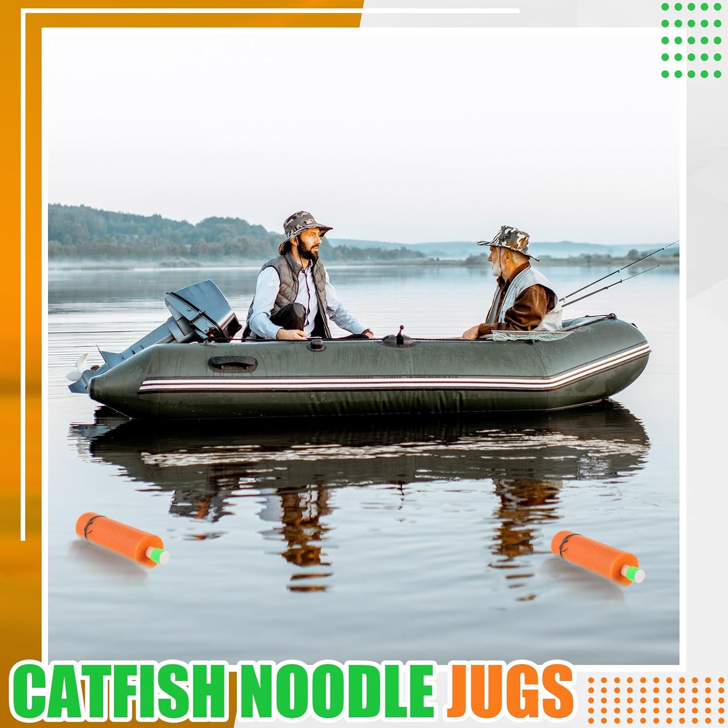 Threehoney 3/6/12 Set Catfish Rig Catfishing Tackle Floats Noodle Jugs Catfishing Equipment 13.4 Inch Fishing Lines Rig Tackle