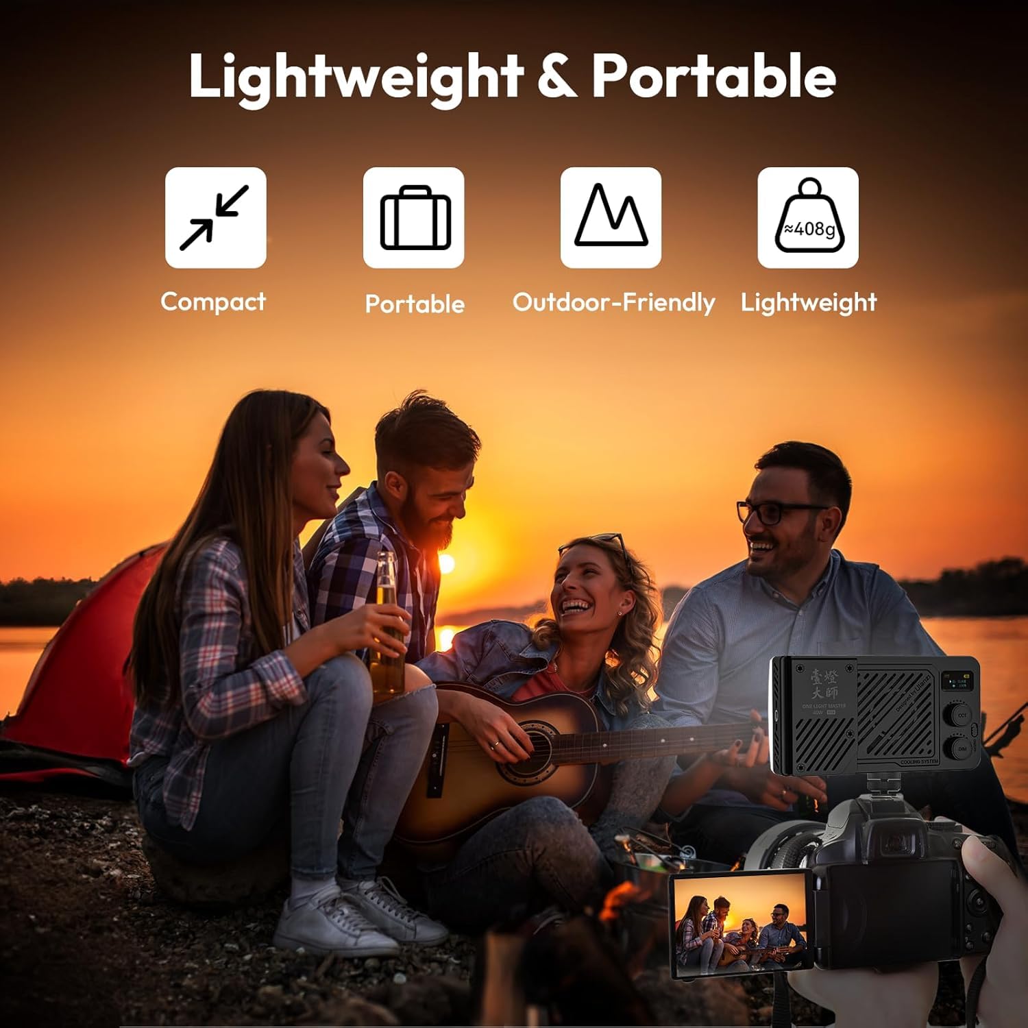 Luce video LED RGB, 2700-6500K 40W, luce portatile per fotocamera, con batteria ricaricabile, 20 modalità scena, mini illuminazione da studio per YouTube, Vlogging, live streaming, fotografia