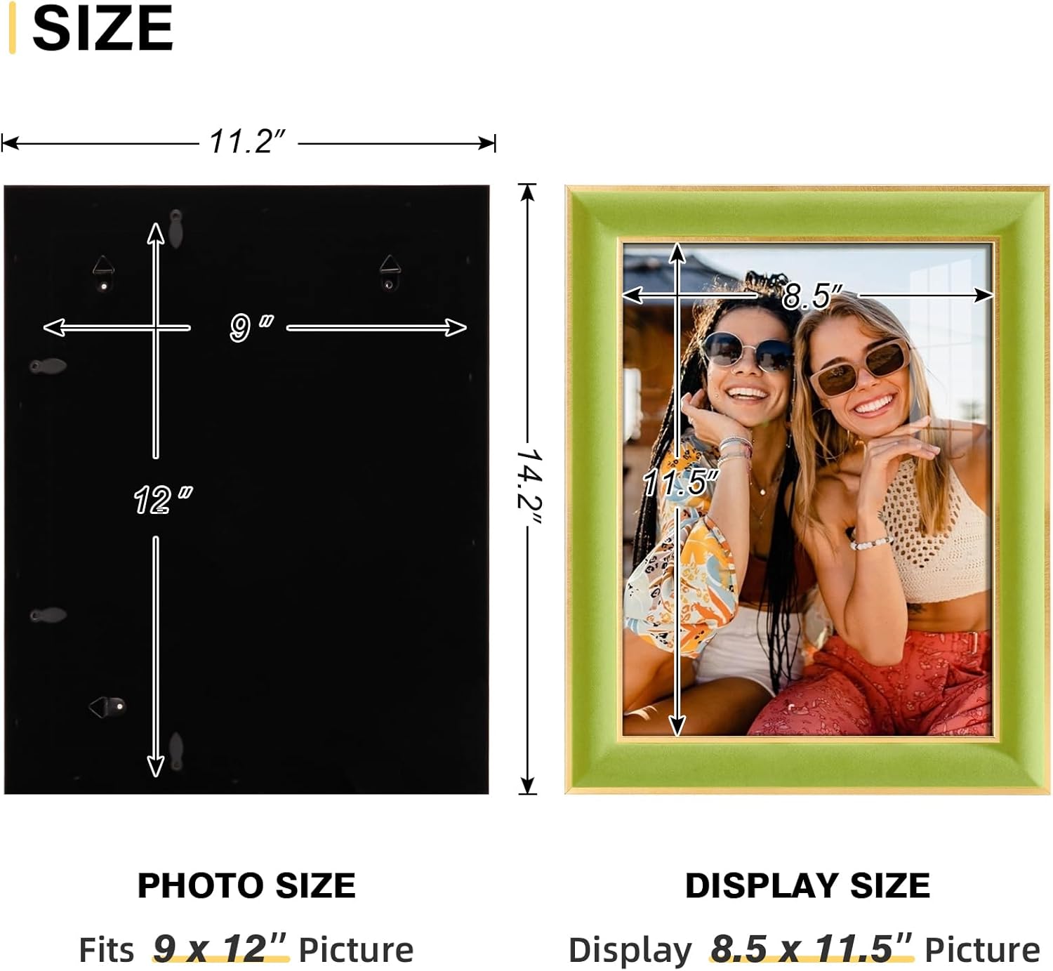 9x12 Velvet Picture Frame, Light Green 9x12 Velvet Photo Frame with Vintage Gold Border, 9 by 12 Poster Frame with HD Real Glass Horizontal & Vertical Display for Tabletop and Wall Decor (1 Pack)