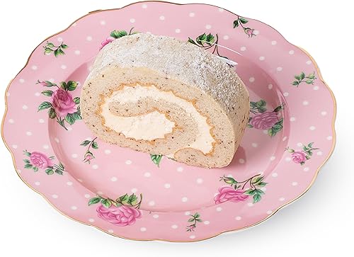 Miniatura 7 de BTaT - Platos florales de porcelana, platos de postre real, 8 pulgadas, juego de 8, platos florales, platos de ensalada, platos pequeños, juego de