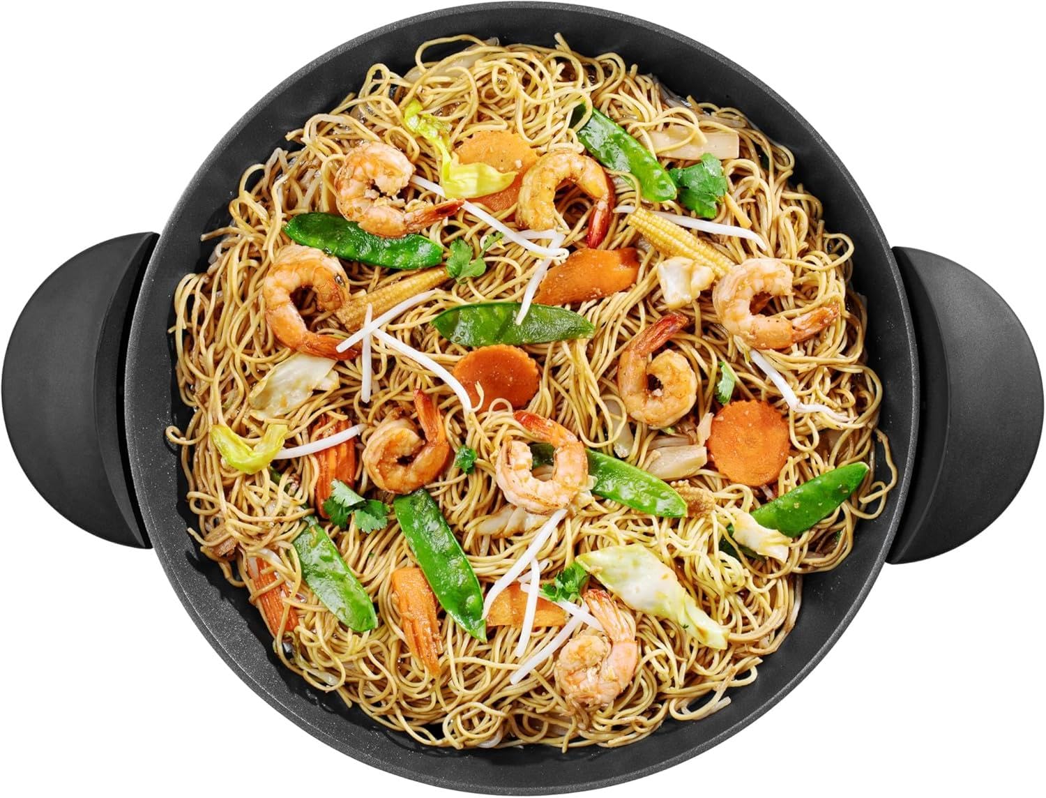 riviera&bar Wok Électrique Expert 5L - 2200W, Cuve en Fonte d'Aluminium, Couvercle en Verre, Thermostat Réglable 10 Positions - Idéal pour 8 Personnes - Accessoires Inclus - Nettoyage Facile