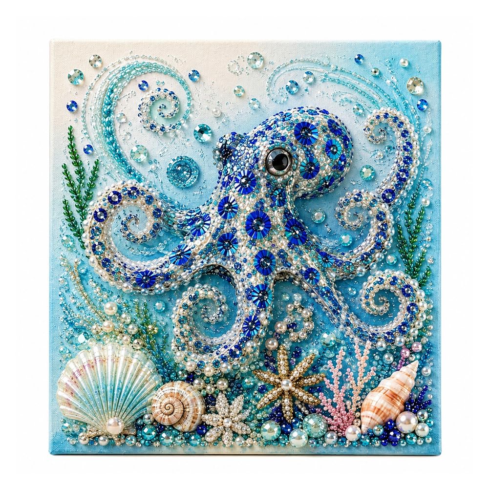 Ocean Theme DIY 5D Pearl Bead Art Kit Painting Shells(Style 1)
