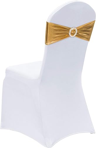 Vista 22 de Obstal 50 cintas elásticas de elastano para sillas de recepción de boda, bandas elásticas universales para sillas con hebilla deslizante para Negro