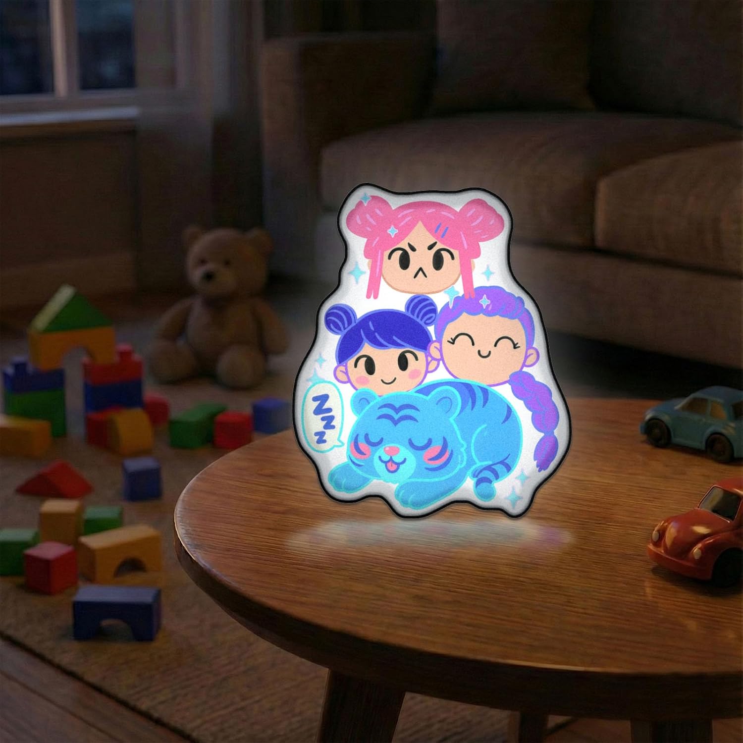 Allenjoy Cute Anime Purple Korean Hunter Night Light Desk Lamp - Wall Mountable LED Lightbox Sign, Home Office Room Decor, Gifts for Teens Daughter Girls Women Fans
