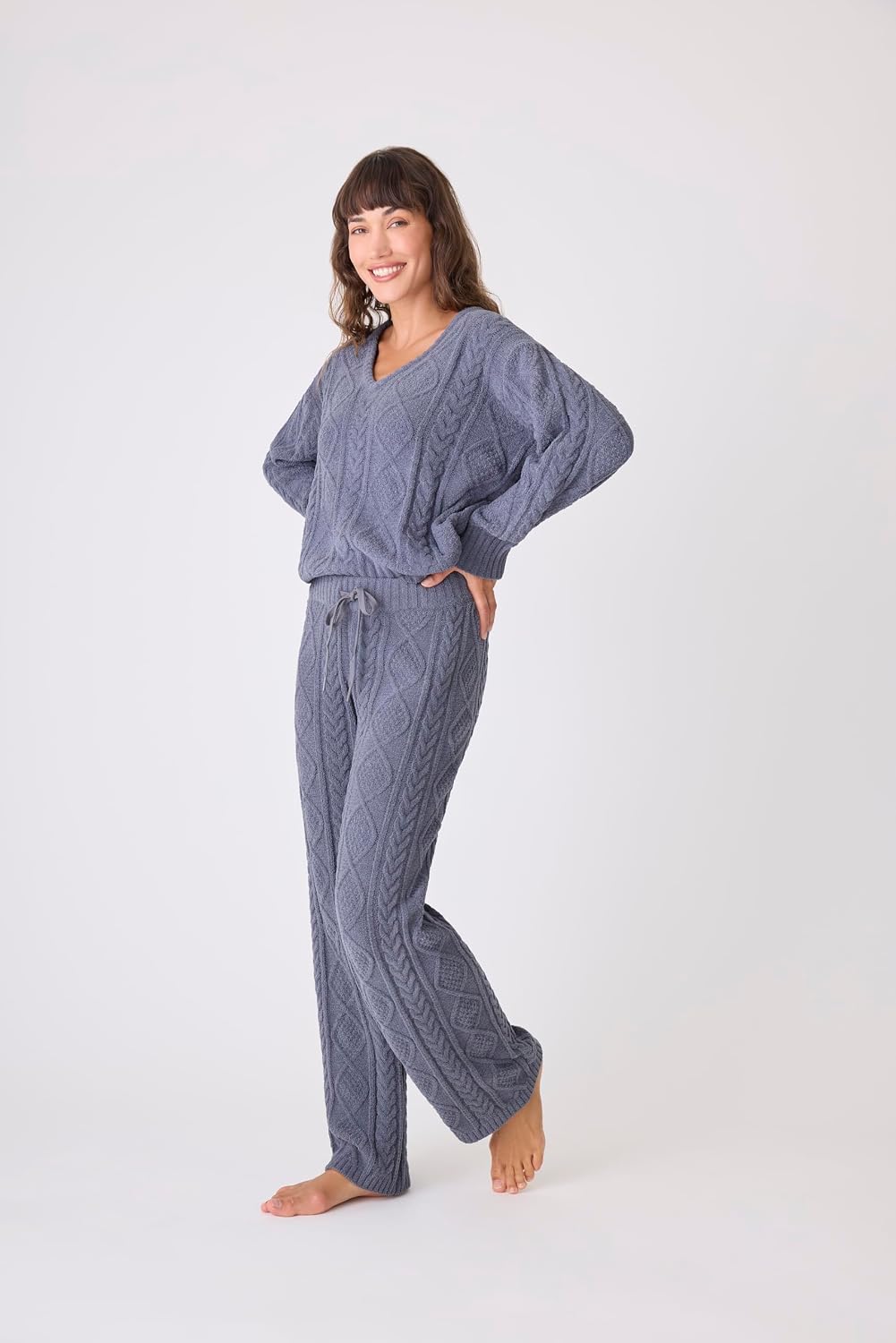 PJ Salvage Women's Cable Crew Lounge Long Sleeve Top
