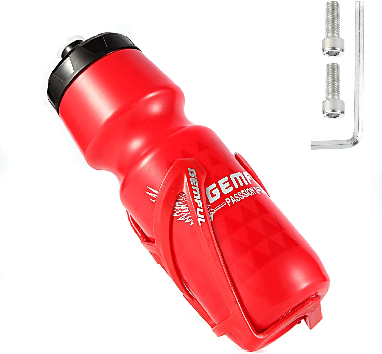 GEMFUL Bike Water Bottle Cage Lightweight with 24oz Bicycle Bottle (Black) : Sports & Outdoors