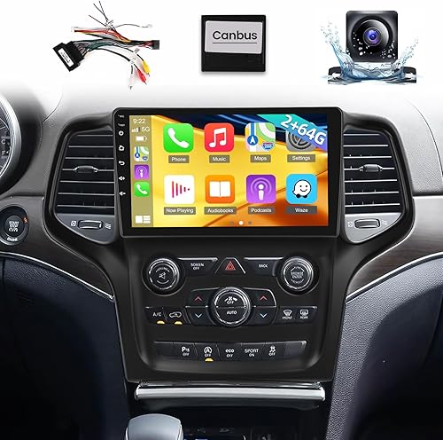 Estéreo de coche Android 13 de 8 núcleos para Jeep Grand Cherokee 2014-2020 con DSP+32EQ - Radio de pantalla táctil IPS de 2+64G de 9 pulgadas -