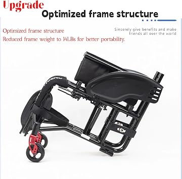 Ultra Lightweight Wheelchair(26Lbs)-Portable Folding Sports Wheelchairs with Adjustable Footrest And Seat Height, All Terrain Wheelchair with Handbrakes And Quick Release Rear Wheels & Anti-Tip Wheels