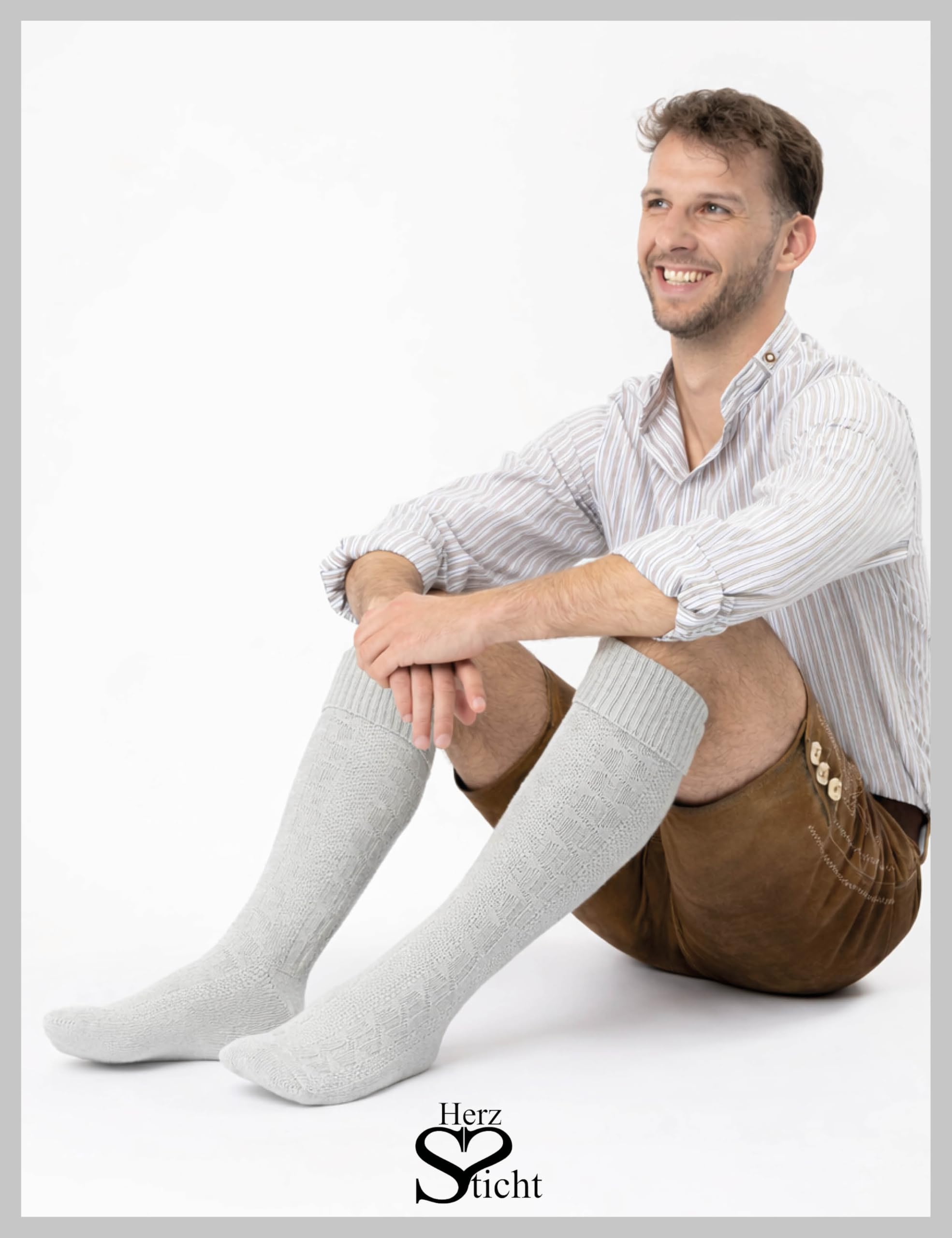 Calcetines Largos Tradicionales Bávaros para Hombre 1 par (modelo: Silberdistel)