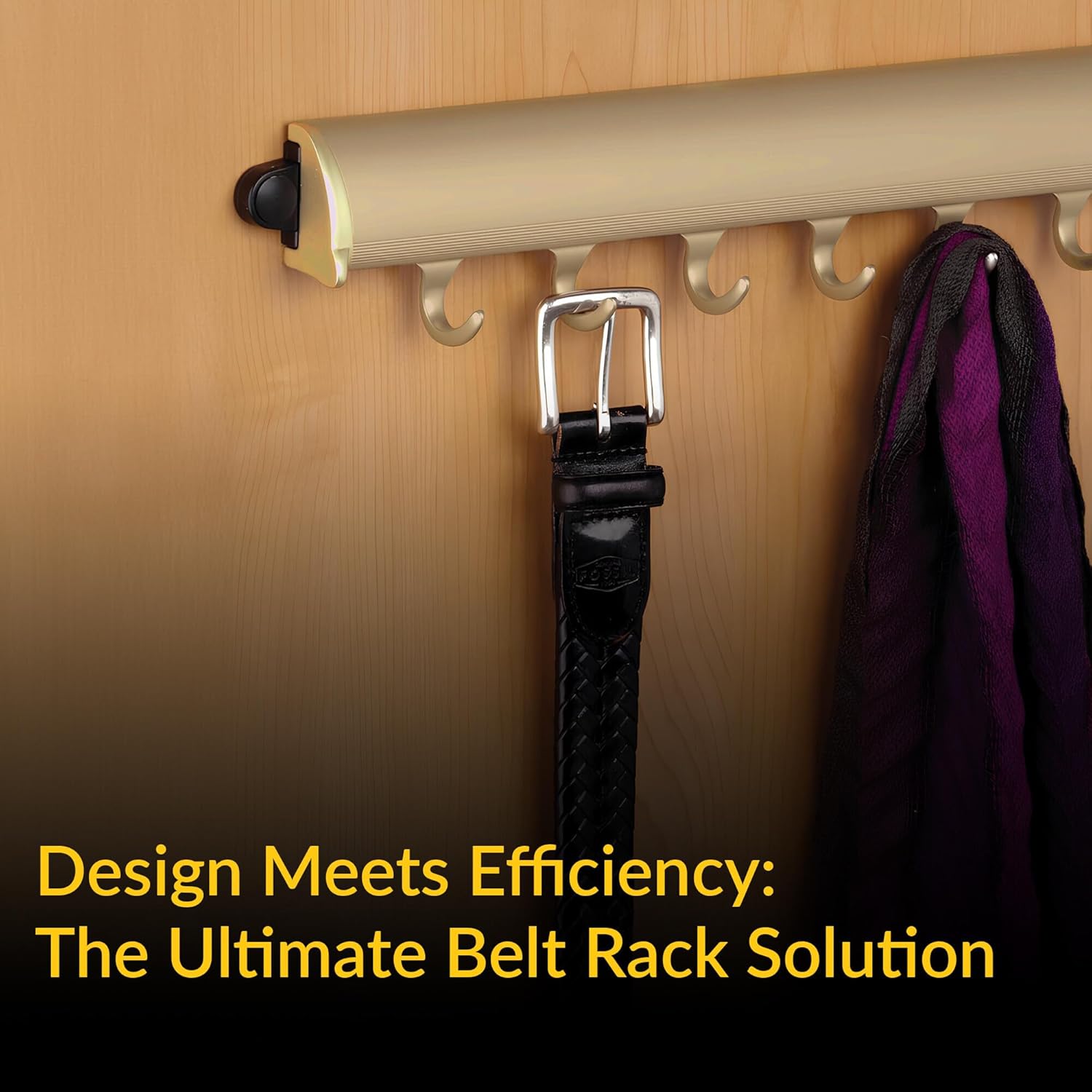 Brixwell QILI-004 Belt Rack, TAG Synergy Elite Collection, 8 Hook, 17 15/16" With full extension slide, Matt gold Matt gold