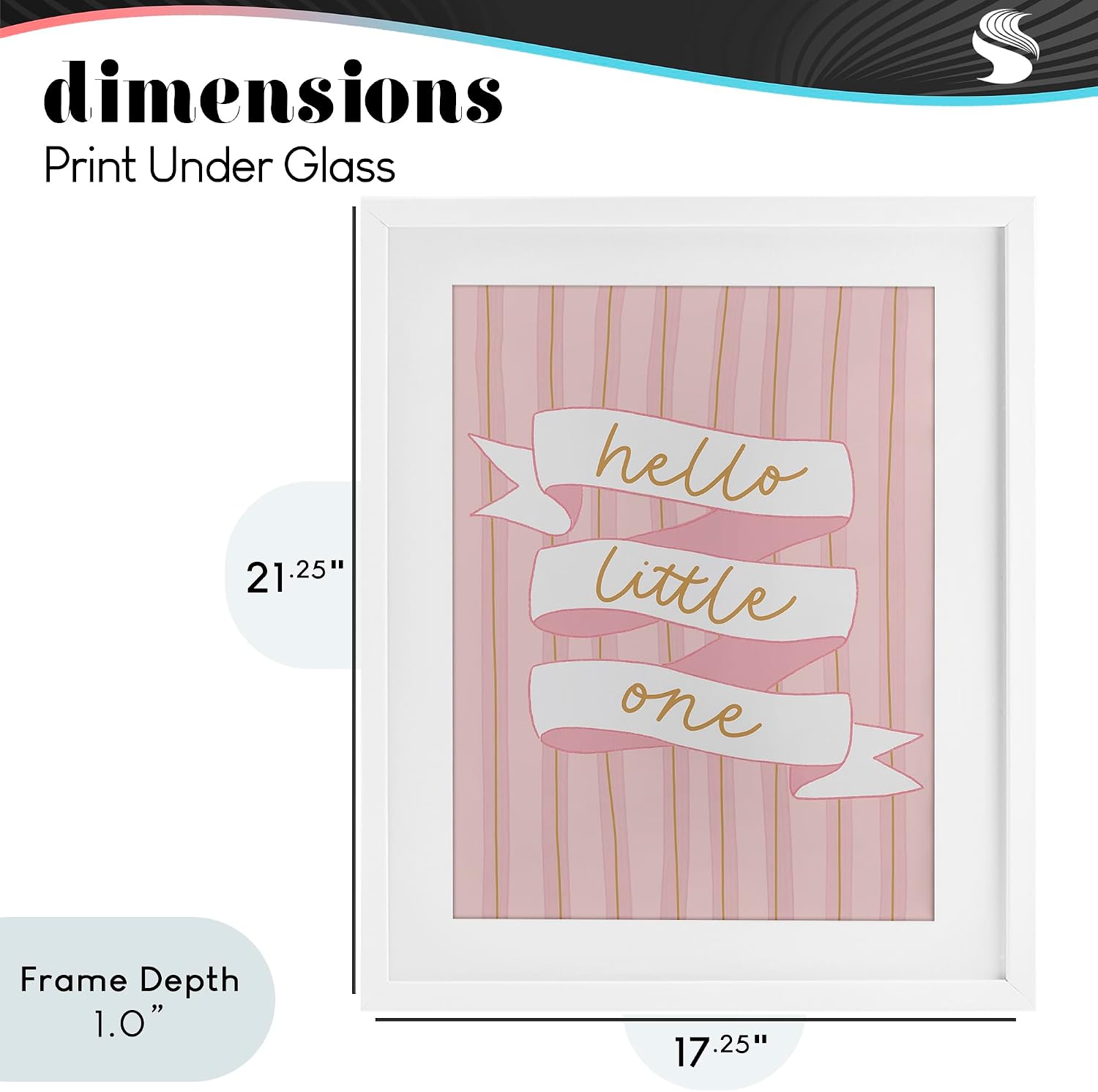 'Pink Hello Little One'| Framed Print Under Glass | Stupell Industries | White, 17 x 21 Inches, Easy to Hang and Sturdy, Made in USA, by Amanda Houston
