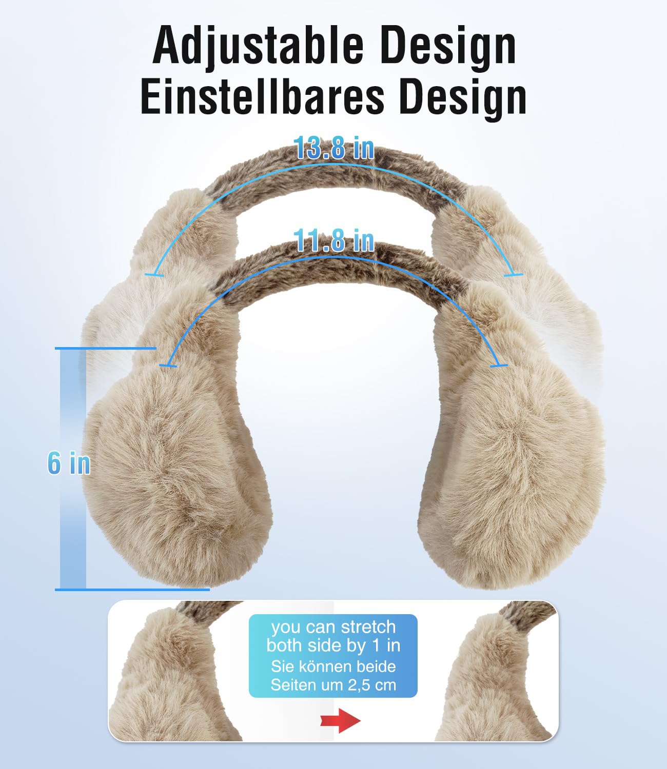 beheizter Ohrenschützer, Ohrenwärmer für den Winter, elektrischer Plüsch-Ohrenschützer für kaltes Wetter, 2000mAh wiederaufladbar, kabellos, Geschenke für die Familie