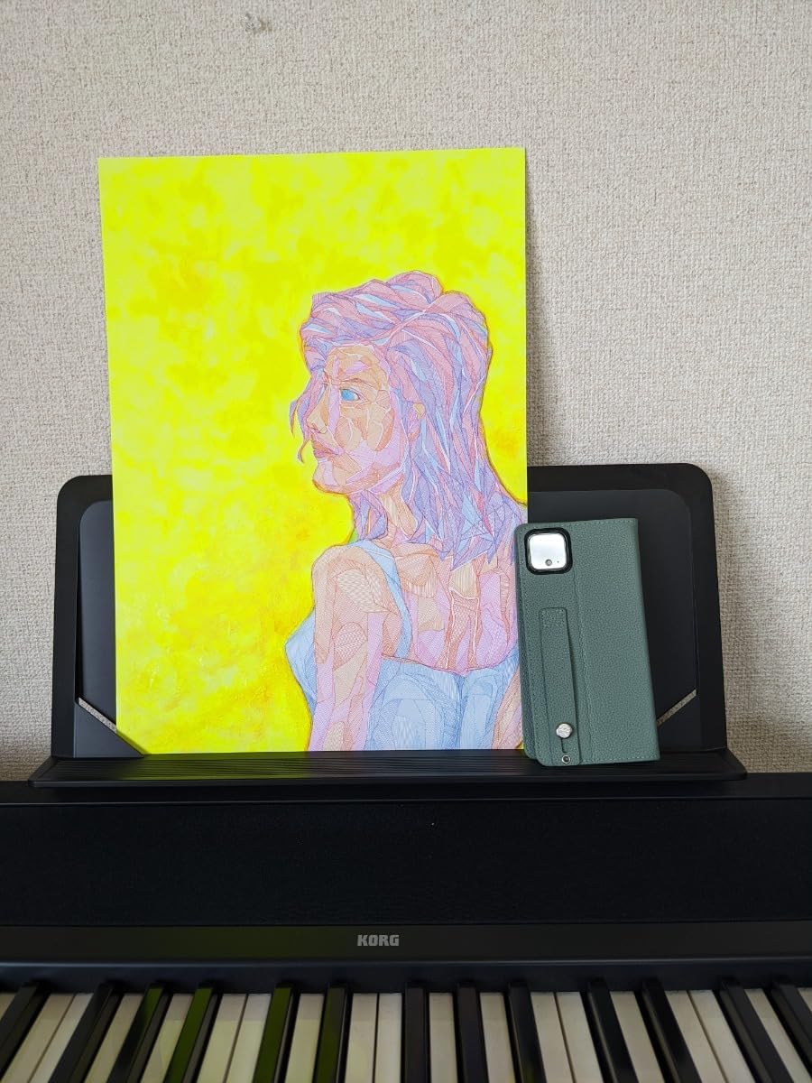 COSMOS GALLERY Handmade Wall Art female B kira/Acrylic Painting, Drawing by Pen, Portrait Art/No Frame