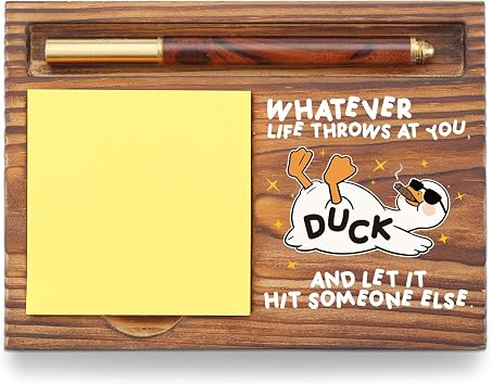 Funny Duck Wooden Note Holder, Humorous Avoidance Humor Desk Sign for Work Friend, Witty Office Gift for Coworker, Quirky Stress Relief Desk Decor, 16.5 x 12 x 1.5 cm, TZP160