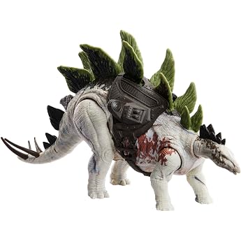 Jurassic World Gigantic Trackers Stegosaurus - Dinosaur Toy with 2 Attack Movements, Removable Equipment, 35 cm Long, for Chi