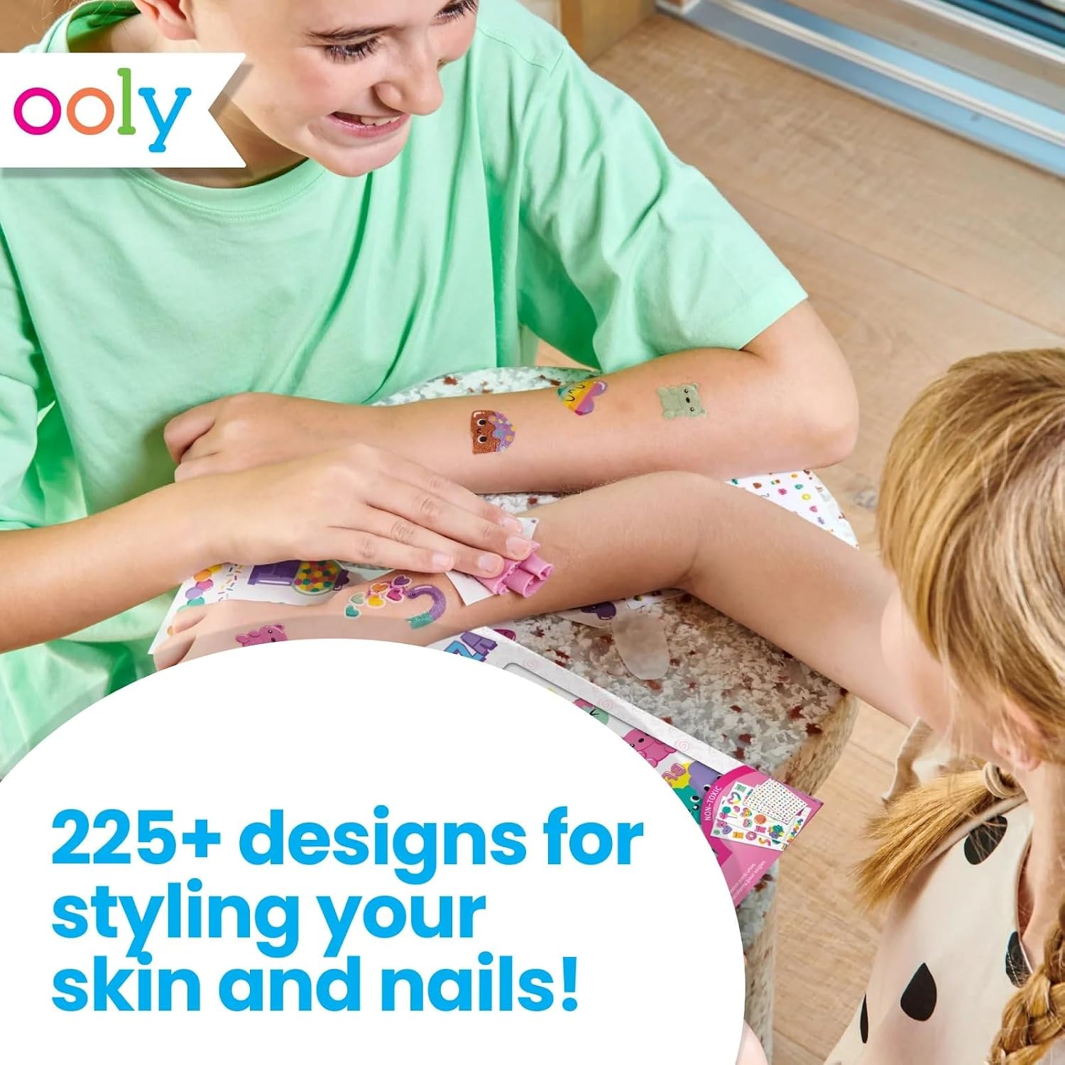 Ooly Set of 35 Sweet Shop Temporary Tattoos and 192 Nail Stickers for Kids, Non-Toxic, Safe Child Tattoos, Party Favors, Goodie Bag Stuffers Gifts for Kids, Birthday Decorations for Girls Ages +3