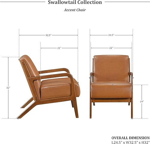 Miniatura 2 de Lexicon Silla decorativa moderna de mediados de siglo con marco de madera maciza y patas, sillas tapizadas para sala de estar, cómoda silla de club,