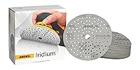 Vista 5 de Mirka Papel de lija Iridium Premium Ø 6 pulgadas Hook & Loop, grano 320, 50 piezas/para lijado de pintura, masilla, imprimación, madera, acero