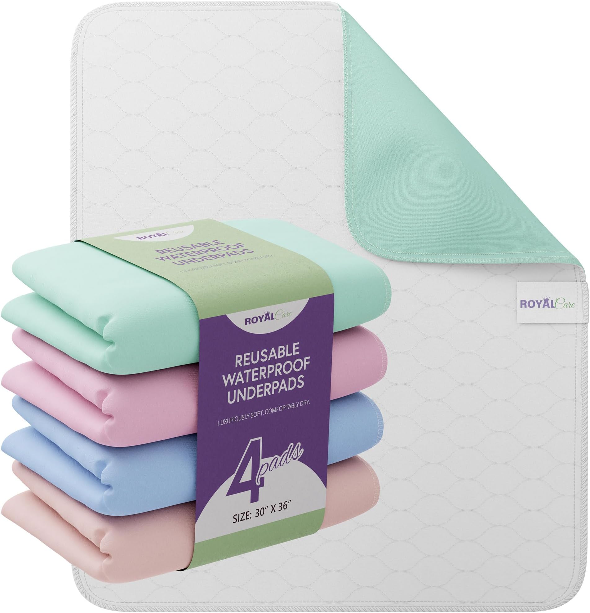 4 Pack Washable Bed Pads/Reusable Incontinence Underpads