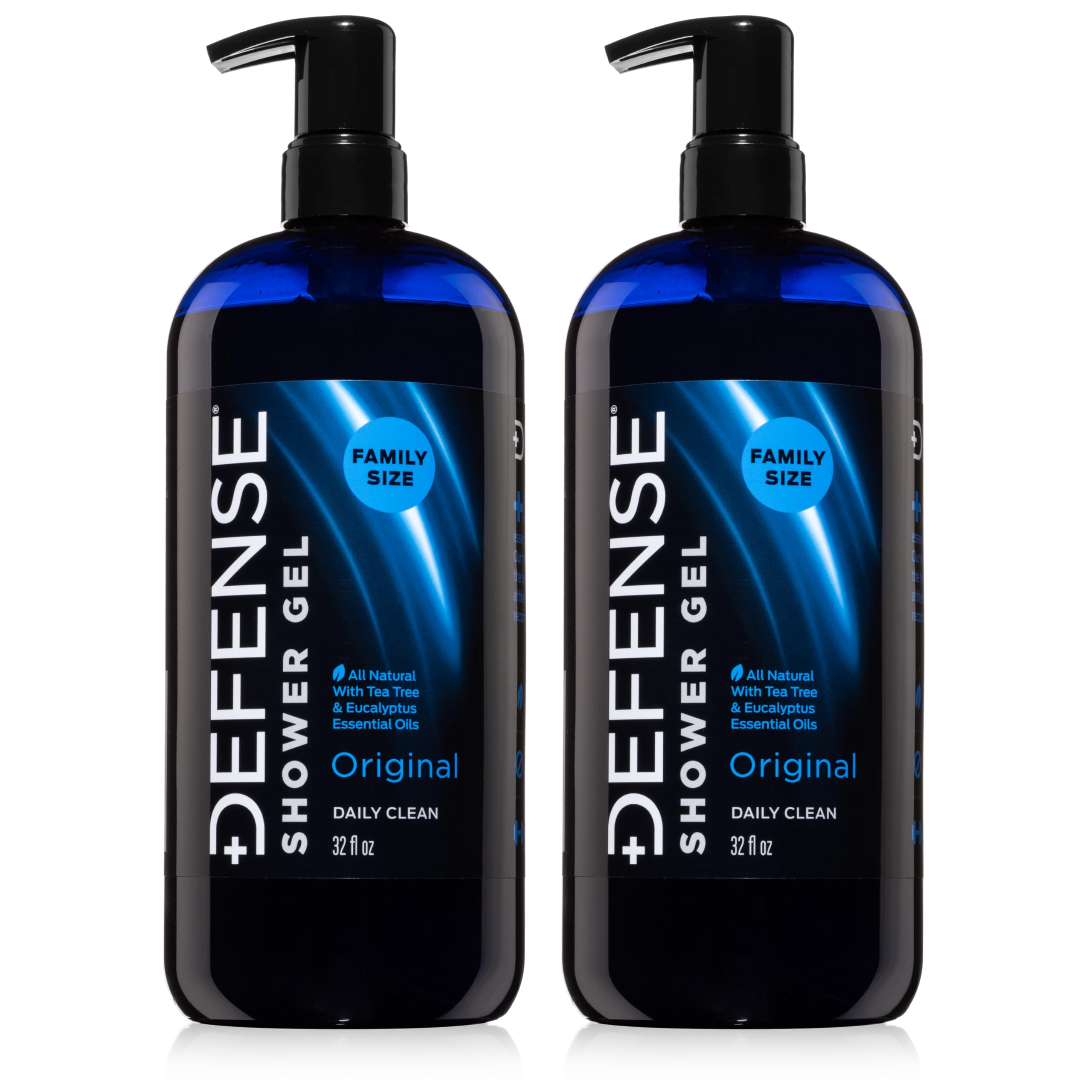 Defense Soap Organic Tea Tree Body Wash | All Natural Shower Gel with Tea Tree Oil, Eucalyptus Oil, and Aloe Vera. Wrestling Inspired, For All Mens & Womens Skin Types. 32 oz (Pack of 2)