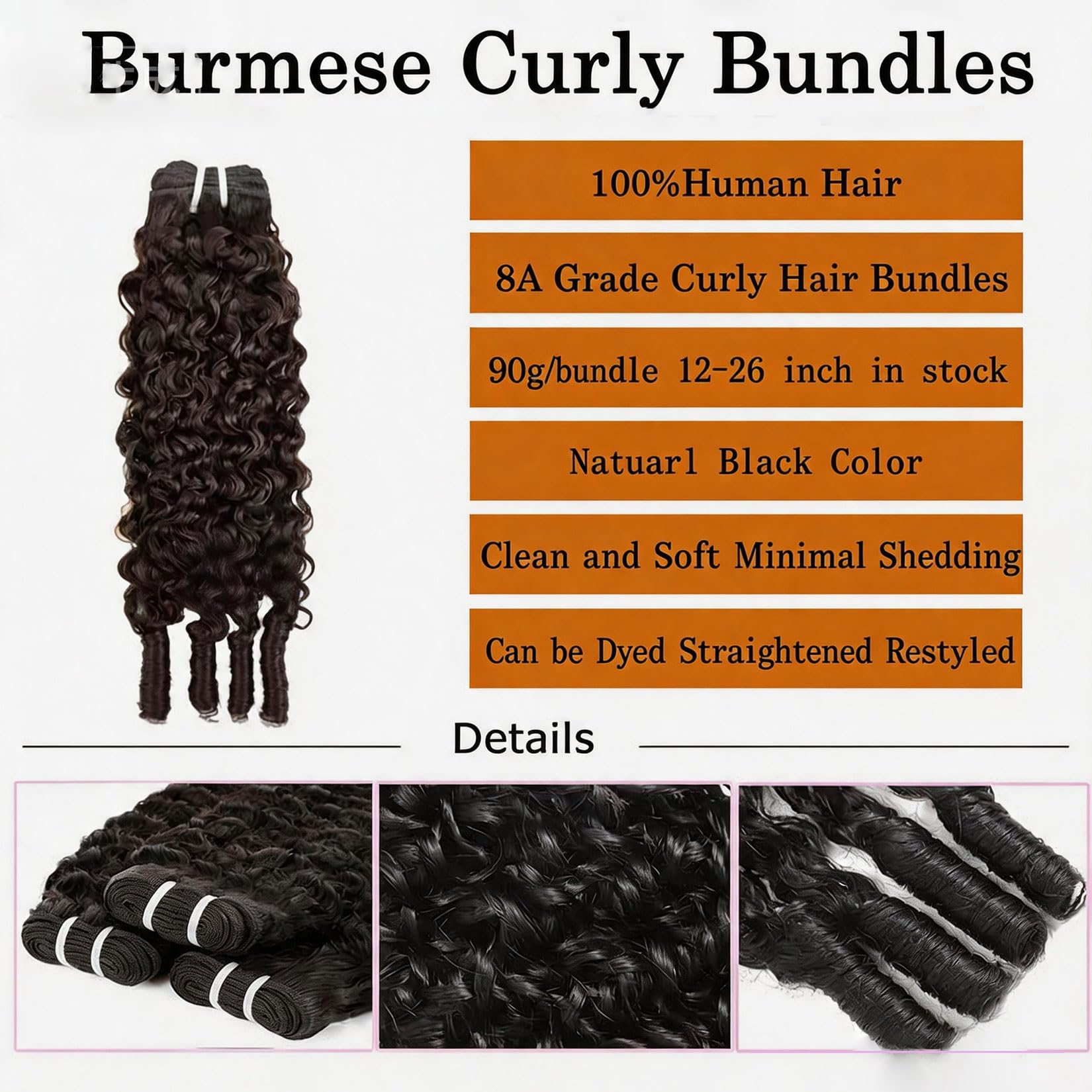 Capelli Umani Mossi Birmani 1 FASCIO Capelli Umani Bagnati e Mossi Fascio Capelli Brasiliani Vergini Non Lavorati Capelli Remy Ricci Tessitura Estensioni Neri Naturali per Donne,28inch