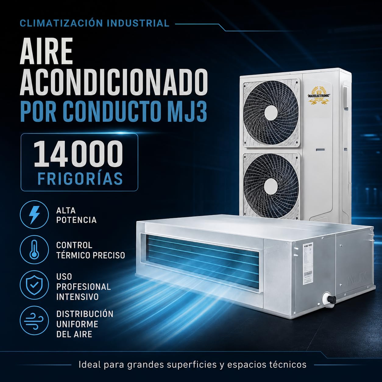 Aire Acondicionado por Conducto MJ3 14000 Frigorías – Climatización Industrial Alta Potencia Control Térmico Profesional Cultivo Interior - MJ3