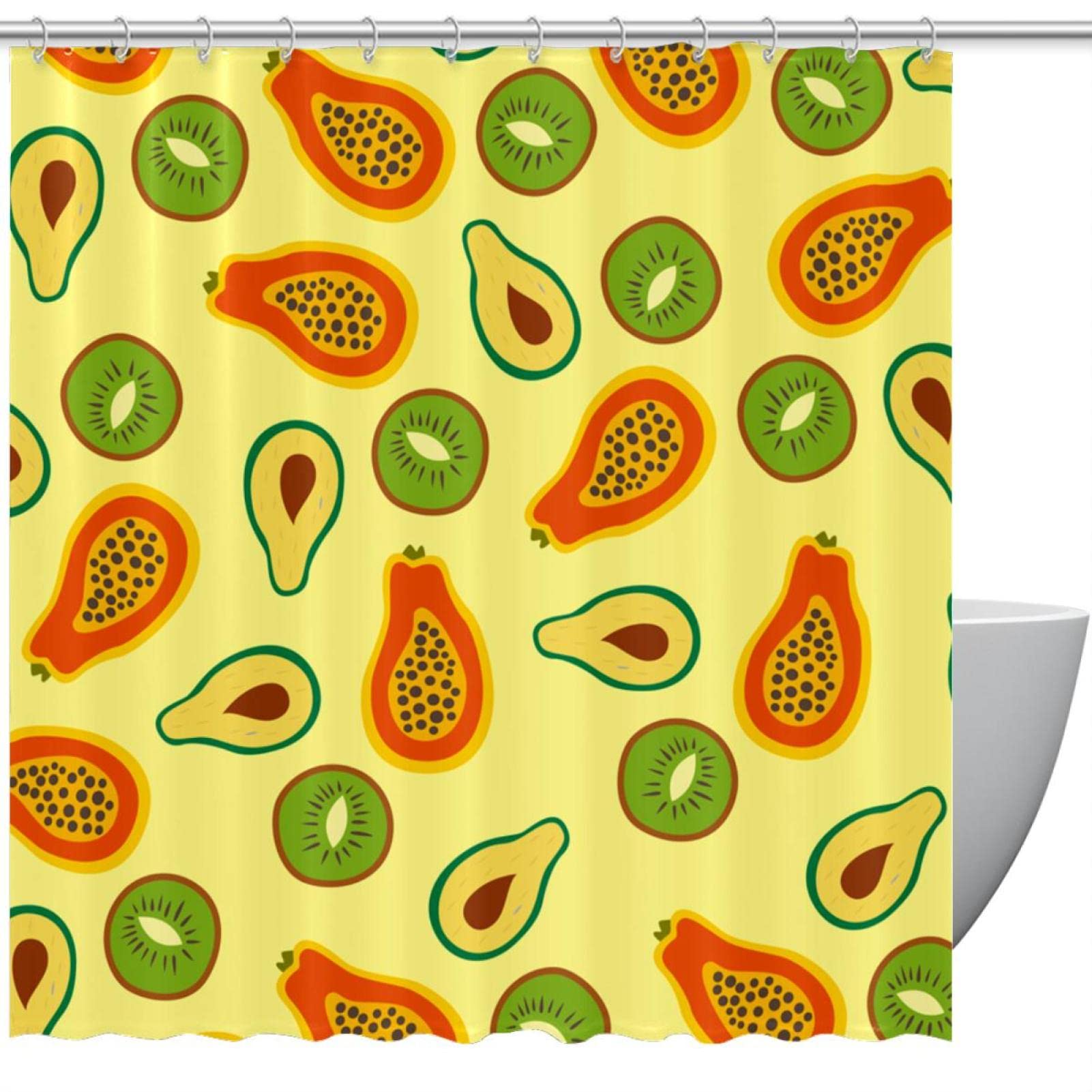 Rideau de douche avocat Pawpaw pour décorer une salle de bain