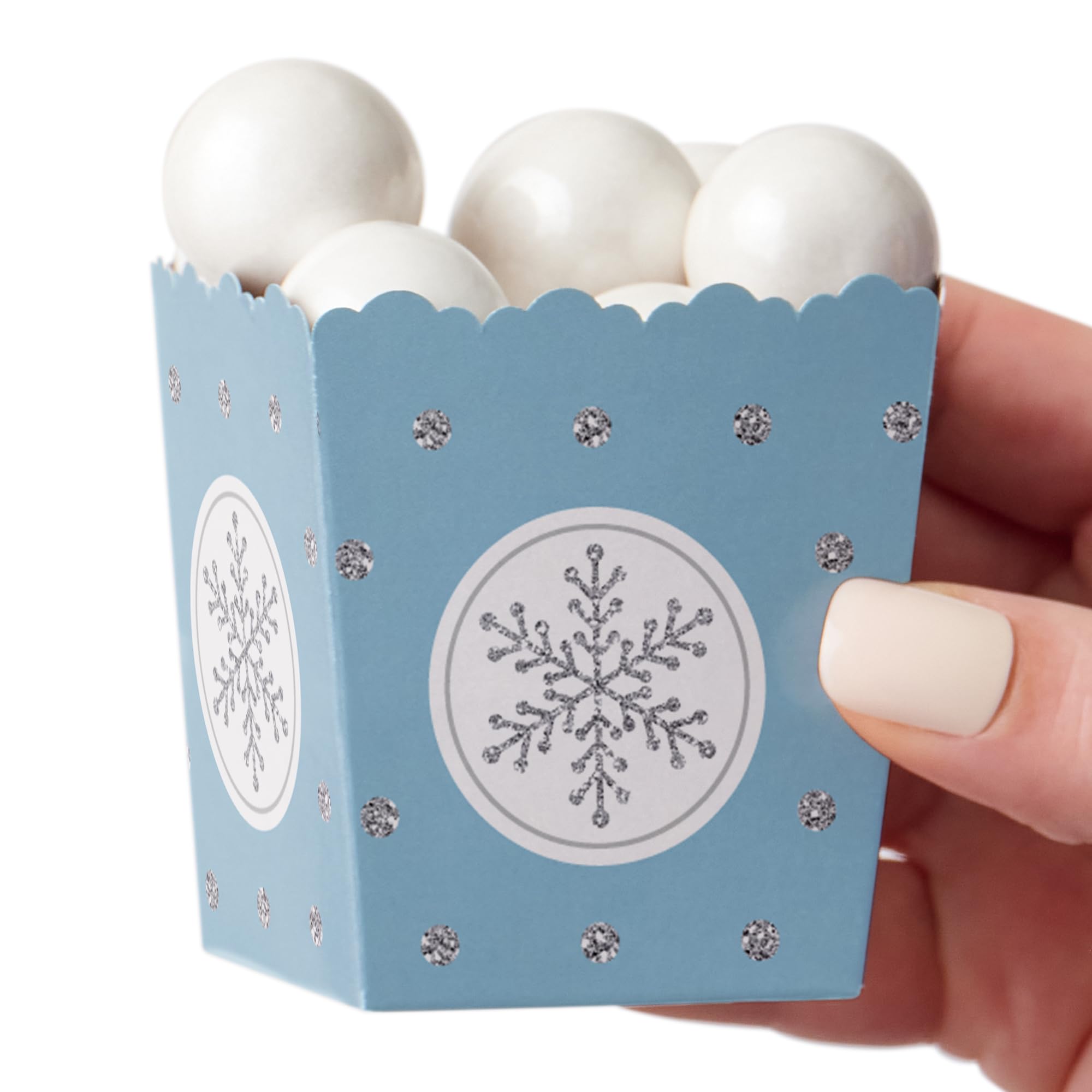 Big Dot of Happiness Winter Wonderland - Party Mini Favor Boxes - Snowflake Holiday Party and Winter Wedding Treat Candy Boxes - Set of 12