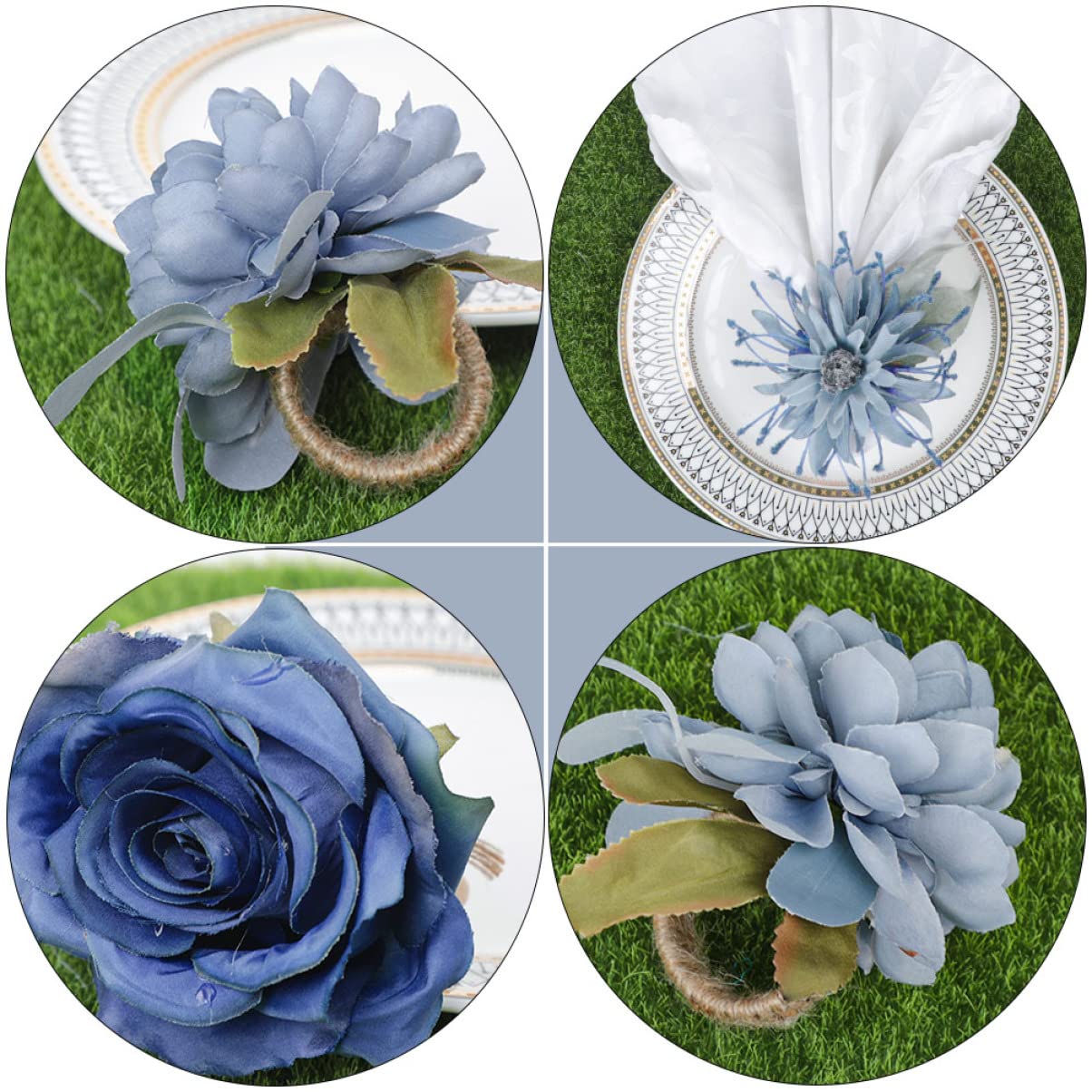 Zerodeko 12stücke Kreative Tischdeko Für Hochzeiten Elegante Blumen-Napkin Clasps Aus Jute Für Festliche Anlässe Für Restaurants Und Zuhause