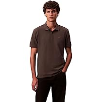 Calvin Klein Uomo Maglietta Polo Maniche Corte Monogram Pique in Cotone, Marrone (Beluga), L