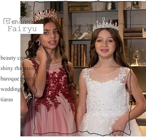 Miniatura 7 de Foyte Baroque Queen Crown and Tiara Sparkly Rhinestone Wedding Crown Bride Tiaras Princess Full Round Tiaras Headpieces for Women