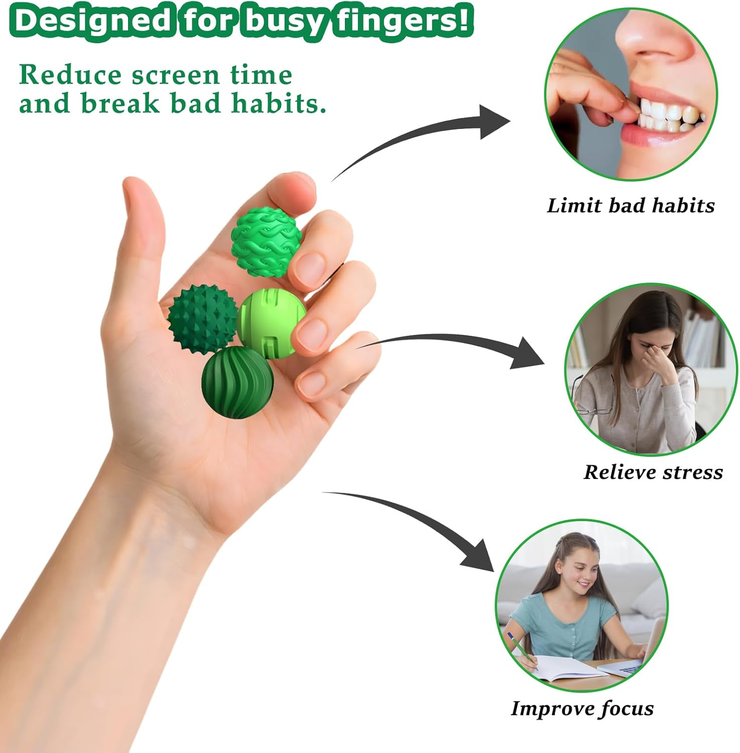 Silicone Fidget Balls Toys,4 Pcs Sensory Magnetic Silicone Balls Desk Toy,Office Desk Fidget Balls for Anxiety Relief,Silent Magnetic Stress Balls Fidget Toys for Teens and Adults. (Green)