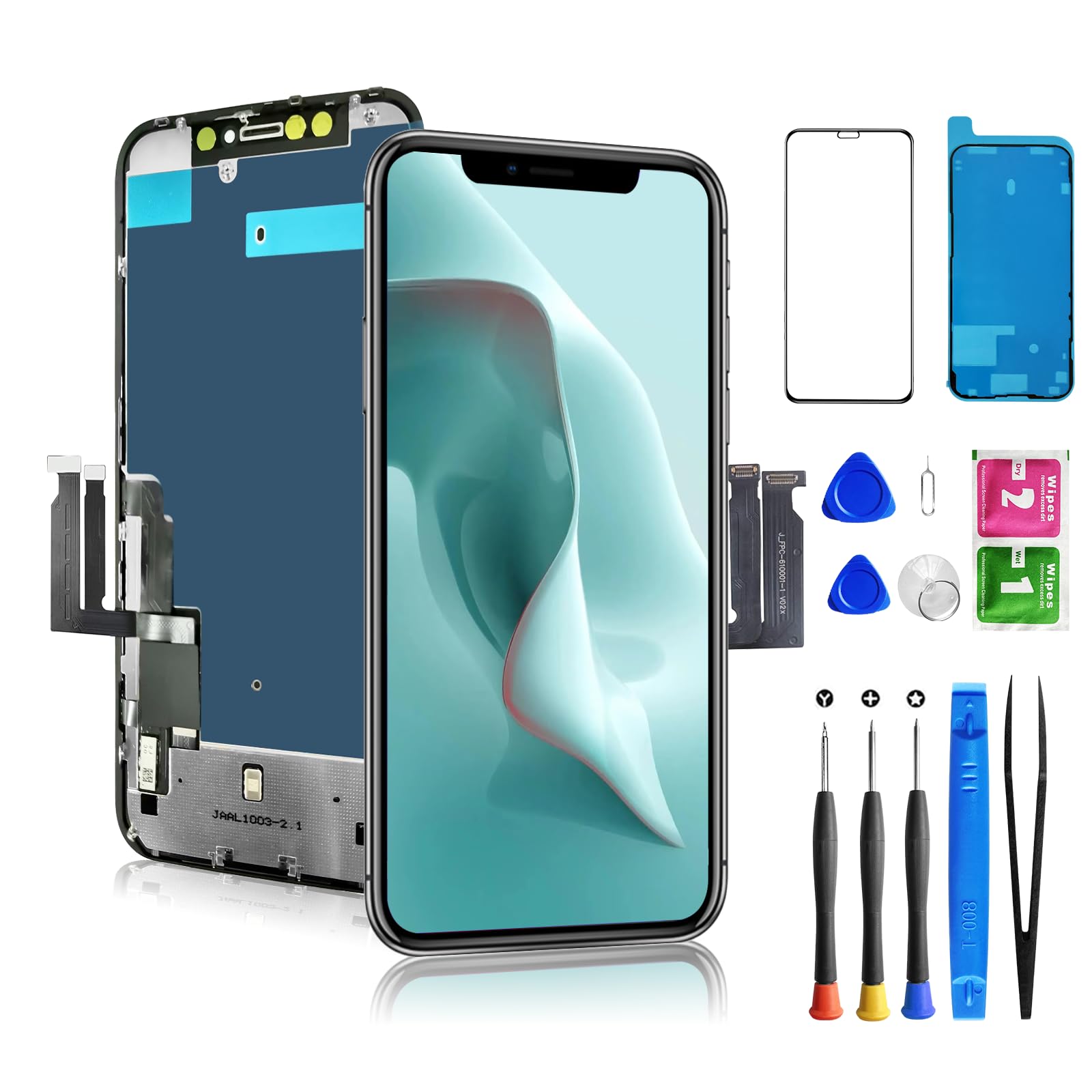 for iPhone XR Screen Replacement, 6.1 inch LCD Display 3D Touch Full HD Digitizer Frame Assembly, Compatible with A1984, A2105, A2106, A2108 Models, Repair Kit + Screen Tempered Protector