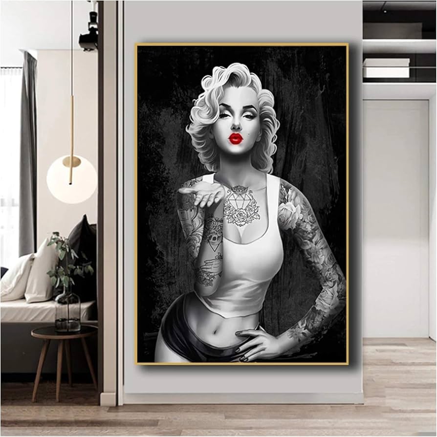 Amazon.co.jp: ブラックホワイトマリリンモンローアートキャンバス絵画