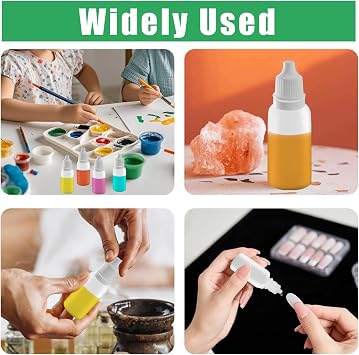 Uenhoy プラスチックスイースポイトボトル 50個 15ml 空の細い先端のスポイトボトル キャップとプラグ付き オイル液体収納用 ホワイトキャップ